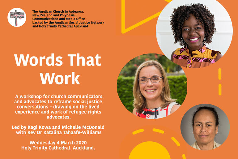 The 'Words That Work' inspired workshop will be led by (anticlockwise from top) Kagi Kowa & Michelle McDonald, with Rev Dr Katalina Tahaafe-Williams.