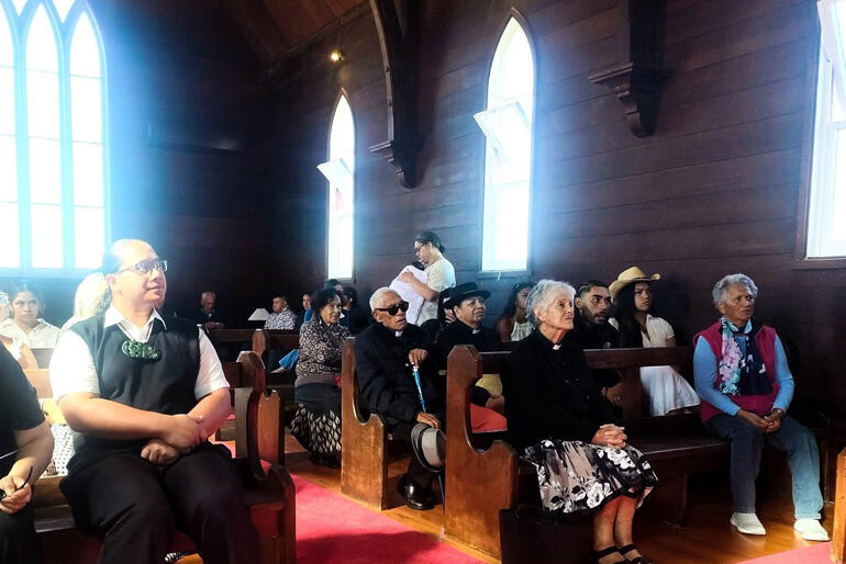 Whanau celebrate Easter at St John's Ōmāhu, their church reopened last November after three years closed due to Cyclone Gabrielle damage.