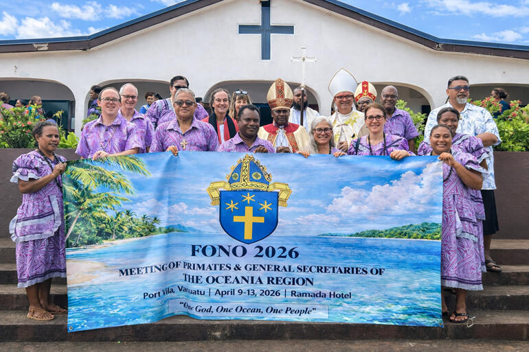 Members of the 2026 Fono after the closing Eucharist at Tagabe Parish, Port Vila, Diocese of Central Vanuatu and New Caledonia.