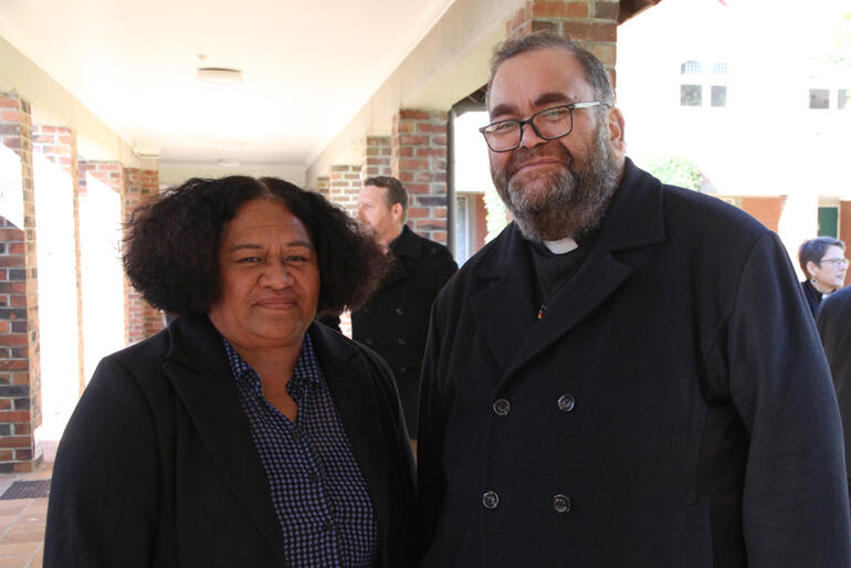 Rev Dr Hirini Kaa and his wife Te Paea Popata Kaa after Hirini's installation as Manukura.