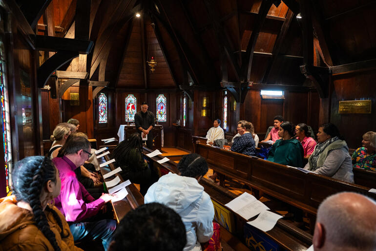 Hoani Tapu - St John's College students and staff gather for prayer in the College chapel. Hoani Tapu - St John's College students and staff gather for prayer in the College chapel.