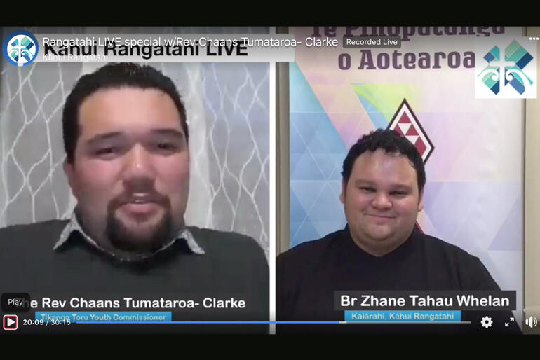 Br Zhane Tahau Whelan interviews Rev Chaans Tumataroa Clarke on a Kahui Rangatahi Facebook livestream on Monday 3 August.