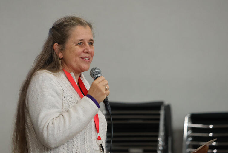 Bishop of Dunedin Rt Rev Dr Anne van Gend speaks at Tikanga Pākehā Conference.