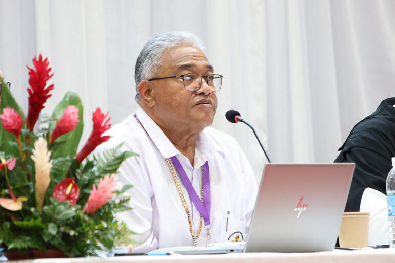 Primate and Bishop of Polynesia, Archbishop Sione Ulu'ilakepa chairs General Synod for its historic decision.