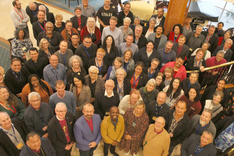 Members of General Synod Te Hīnota Whānui gather in Nelson in 2022.