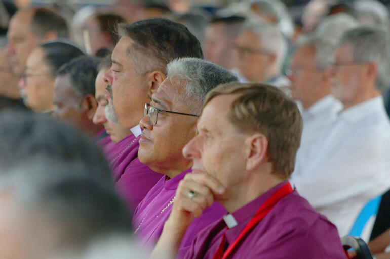 Bishop Peter Carrell and the three Archbishops enjoy the richness of their welcome.