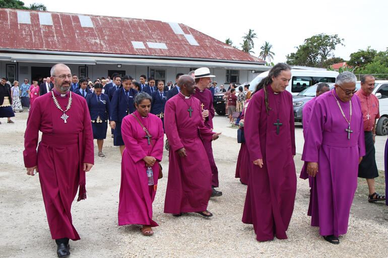 Bishops depart St Paul's Nuku'alofa on Saturday afternoon.