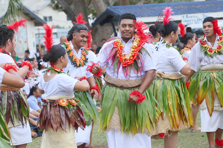 Dancers welcome the General Synod Te Hīnota Whānui to the Diocese of Polynesia, to Tonga and to St Andrew's High School.