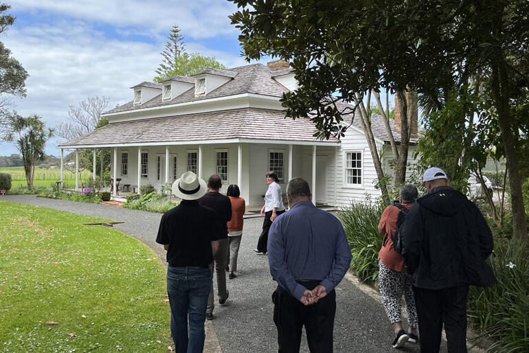 Anglicans and Methodists revisit the Anglican Mission House at Te Waimate in their pilgrimage to see the two churches' beginnings in Aotearoa.