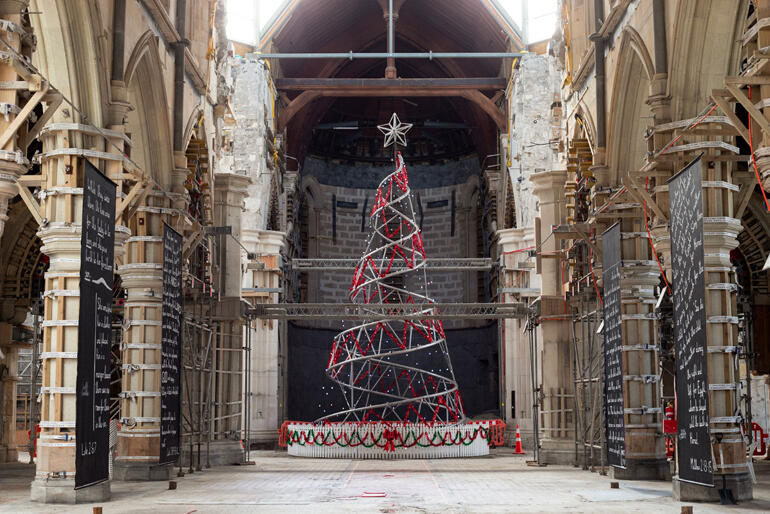 Christ Church Cathedral is welcoming the city back to their Cathedral with a 10-metre steel City Mission tree and Gospel canvases by Pete Majendie.