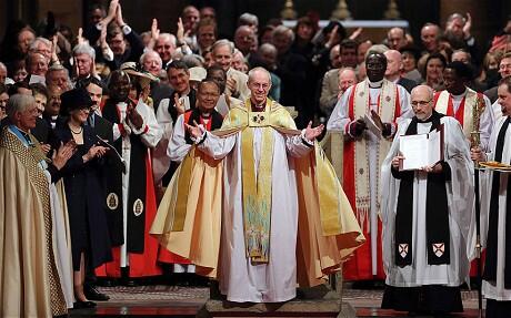 Archbishop Welby greets supporters following his enthronement. Photo: Daily Telegraph