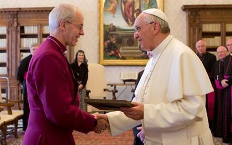 Archbishop Welby and Pope Francis meet for the first time. Photo: Lambeth Palace