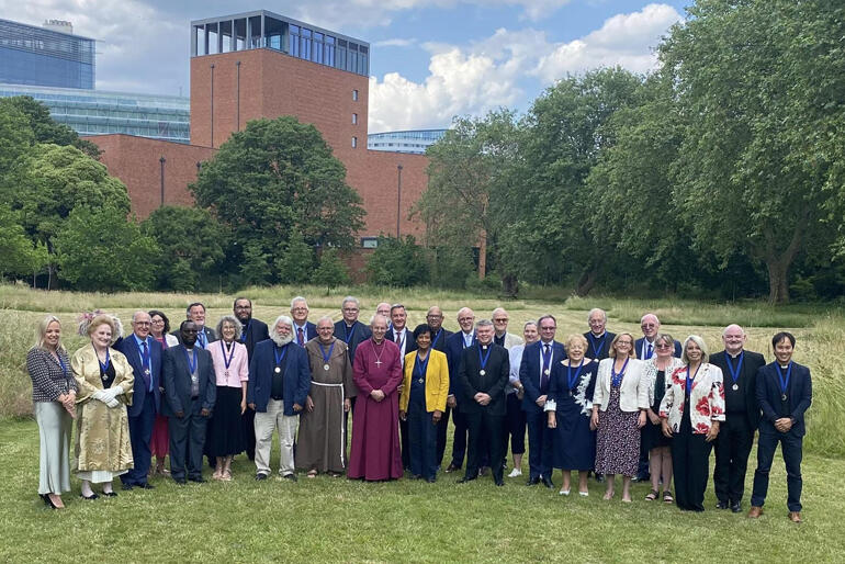 33 Lambeth Award recipients, including two NZers line up with the Archbishop of Canterbury after the award ceremony on 22 June '23. 33 Lambeth Award recipients, including two NZers line up with the Archbishop of Canterbury after the award ceremony on 22 June '23.