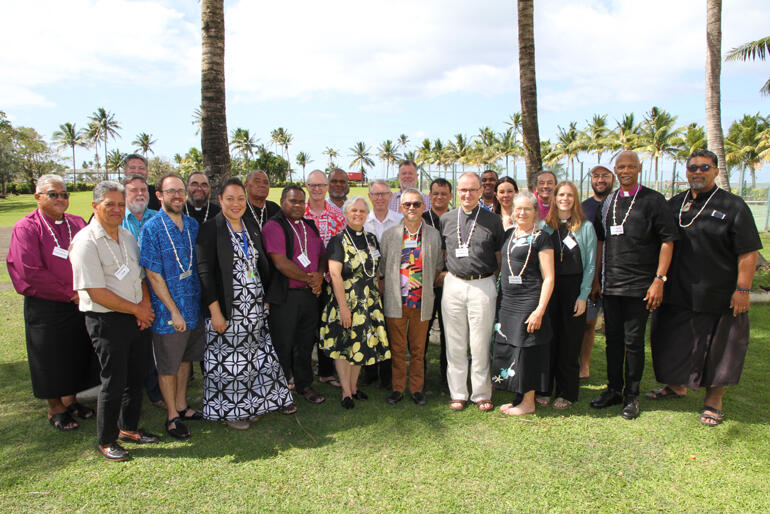 Fono members take a photograph before the Moana Water of Life 2 Talanoa at Pacific Theological College, Suva. Fono members take a photograph before the Moana Water of Life 2 Talanoa at Pacific Theological College, Suva.