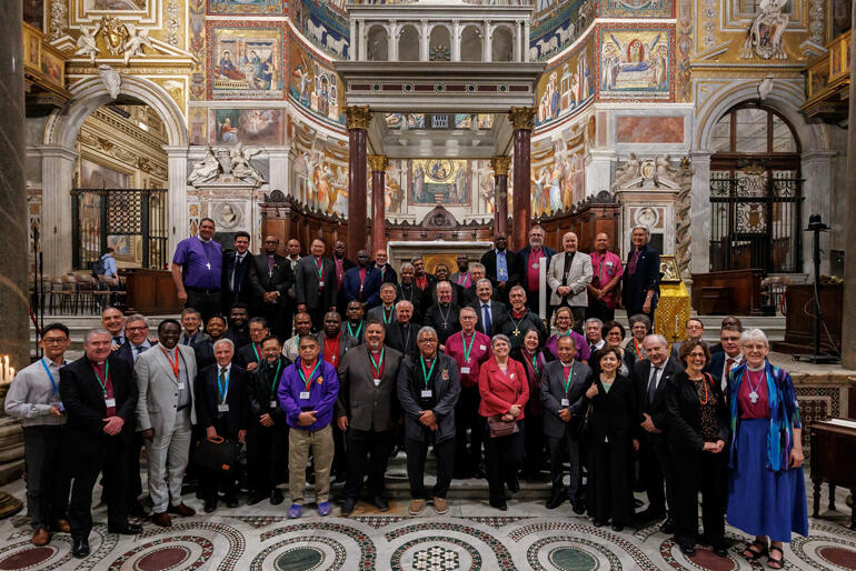 Anglican Primates, staff and members of the Community of Sant’Egidio after evening prayers at the Basilica di Santa Maria in Trastevere. Anglican Primates, staff and members of the Community of Sant’Egidio after evening prayers at the Basilica di Santa Maria in Trastevere.