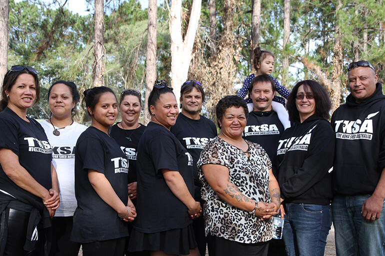 Koha Shed members turned out to awhi April Taylor (in the leopard-skin top), who is one of their number, and who was commissioned as a Kai Karakia. Koha Shed members turned out to awhi April Taylor (in the leopard-skin top), who is one of their number, and who was commissioned as a Kai Karakia.