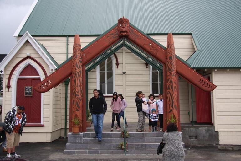 The new entrance to Tatai Hono. The small granite plaque acknowledges Manu Ihaka, the wife of Kingi Ihaka.