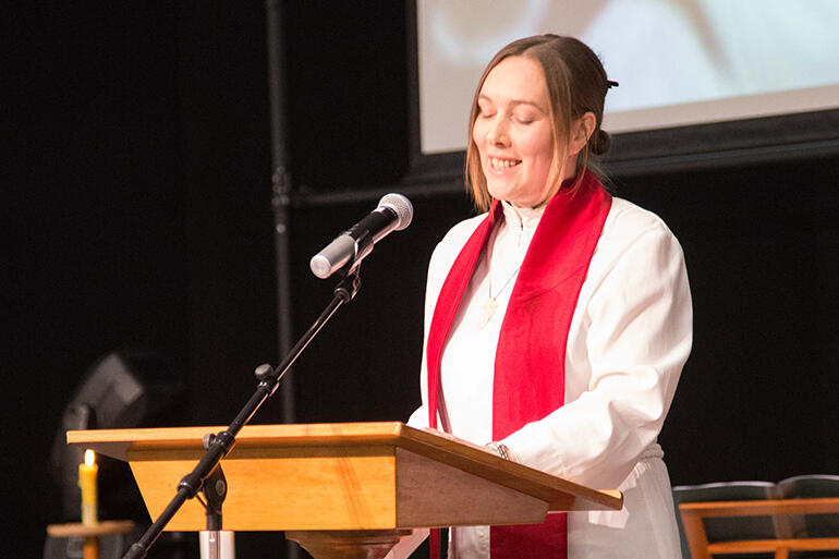 The preacher for the day, the Rev Canon Dr Eleanor Sanderson.