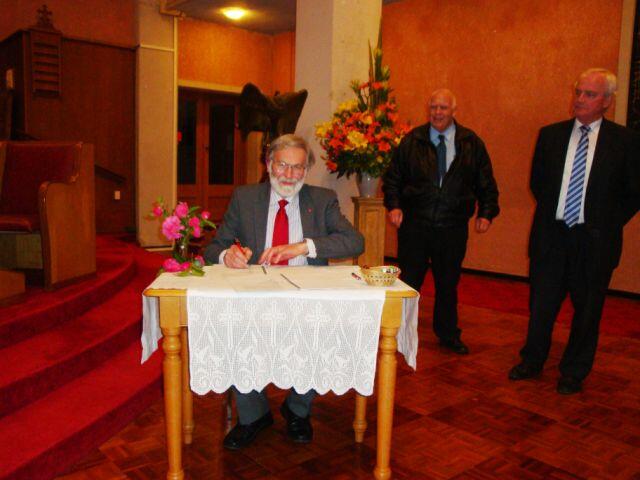 John Hargreaves, South Island Organ Company; Diocesan Registrar Cliff Houston; and Hilton Verry, chair of Diocesan Trustees.                        