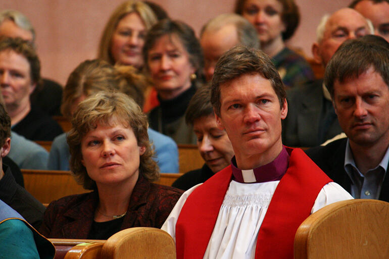 Bishop David and his wife Tracy in Waiapu Cathedral on the day of his episcopal ordination - June 7, 2008.