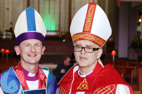 Auckland's Diocesan Bishop, Ross Bay, with his new Assistant Bishop, Jim White.