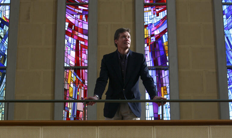 Bishop David Rice surveys the interior of Waiapu Cathedral. Bishop David Rice surveys the interior of Waiapu Cathedral.
