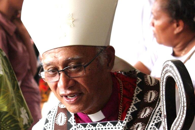 Archbishop Winston greets wellwishers in Suva, in August 2010.