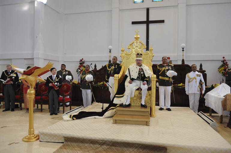 Tonga's new King presides over his court. Tonga's new King presides over his court.
