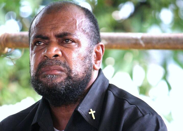 The Rev Jone Teana - seen here during the reguregu, or traditional mourning for Archbishop Jabez Bryce in February 2010. 