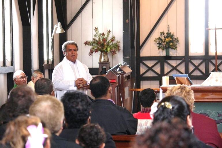 The Rev Vaotogo Frank Smith preached at the Pacific tsunami memorial service held at Auckland's Ekalesia Agelekana.