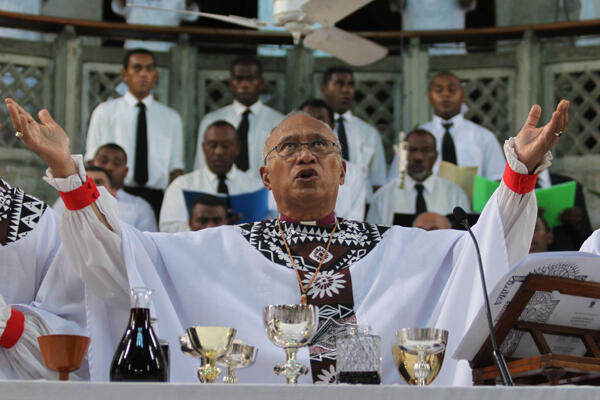 Archbishop Winston celebrated the eucharist with Bishops Api Qiliho and Gabriel Sharma.