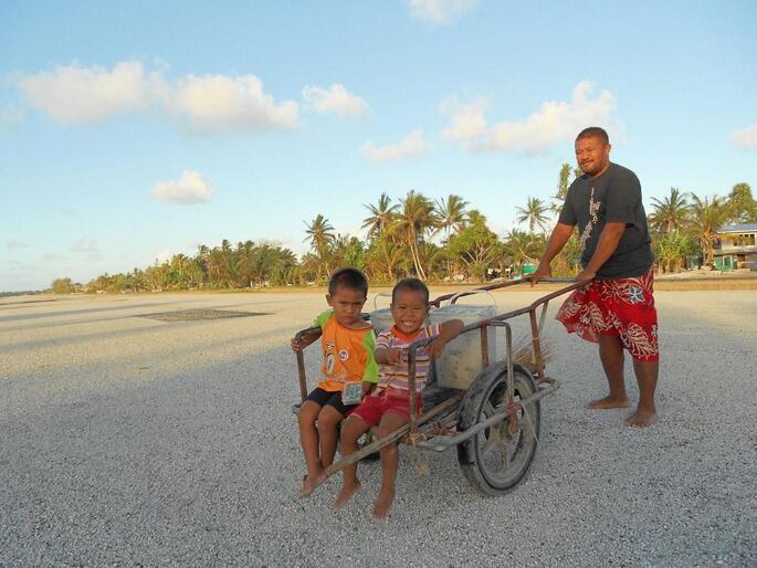 The Tuvalu government has imposed water rationing - each extended family is allowed to collect two buckets of fresh water per day.