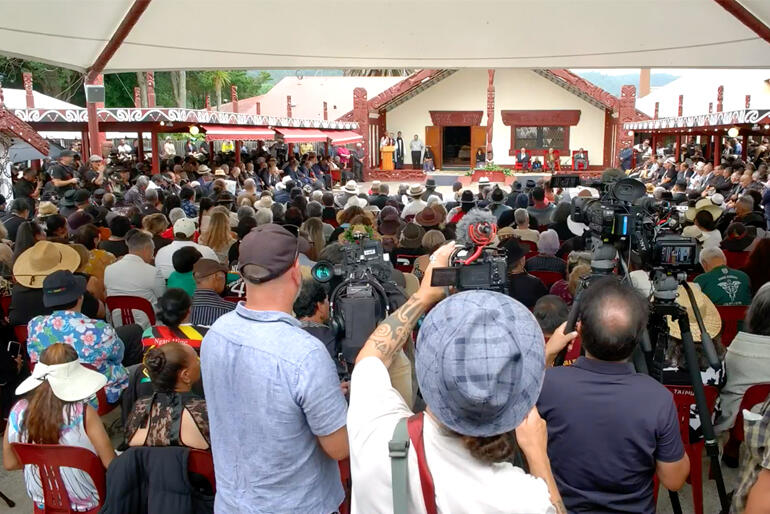 Crowds gather for the Hui-aa-motu at Turangawaewae Marae in response to Kiingi Tuheitia Pootatau Te Wherowhero VII's call to unity.