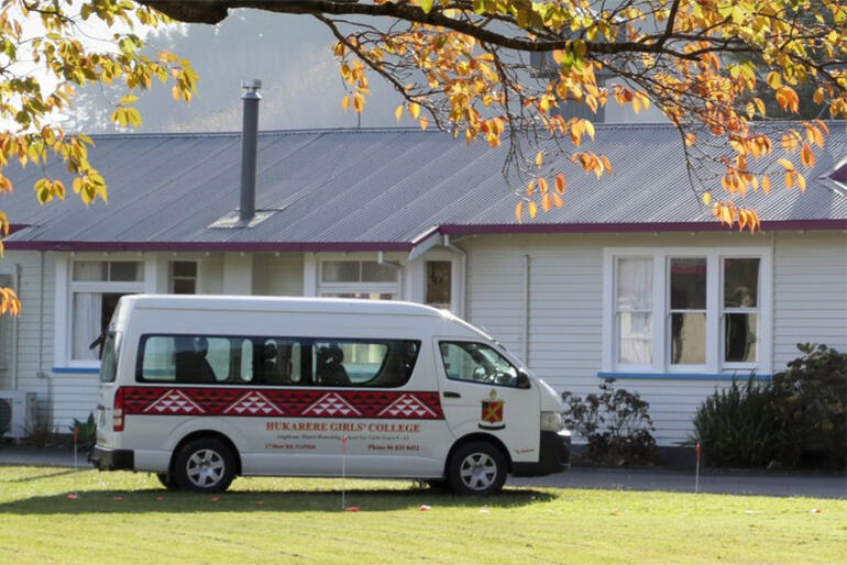 One of the vans Hukarere staff used to evacuate students from Esk Valley parks outside their hostel prior to February this year.