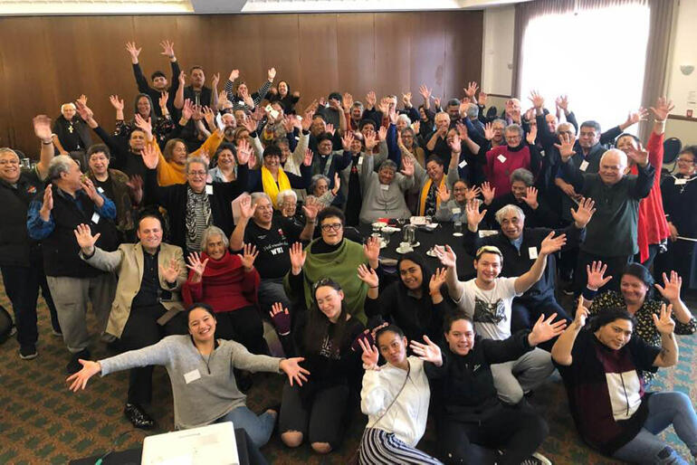 Members of Te Pihopatanga o Te Upoko o Te Ika gather with Bishop-elect Waitohiariki for a storytelling and strategising hui in Palmerston North.