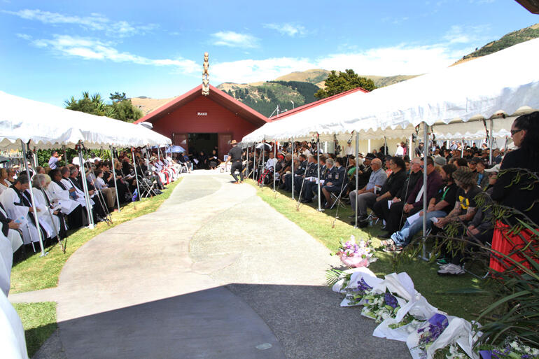 Hundreds gather at Wairewa Marae to farewell Bishop Richard Wallace at Little River, the place of his birth.
