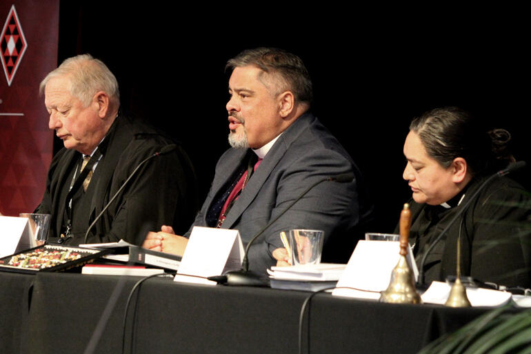 Archbishop Don Tamihere introduces a motion to acknowledge the pain experienced by survivors of abuse and the hara of the church. Archbishop Don Tamihere introduces a motion to acknowledge the pain experienced by survivors of abuse and the hara of the church.