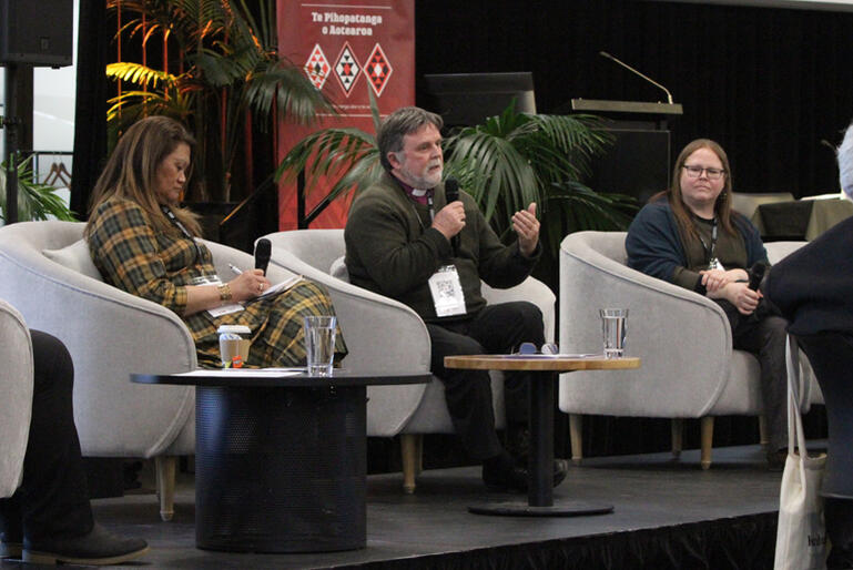 Archbishop Philip Richardson shares his insights from meeting with survivors of abuse. L-R: Hera Clarke, Abp Philip Richardson, Diana Langdon. Archbishop Philip Richardson shares his insights from meeting with survivors of abuse. L-R: Hera Clarke, Abp Philip Richardson, Diana Langdon.