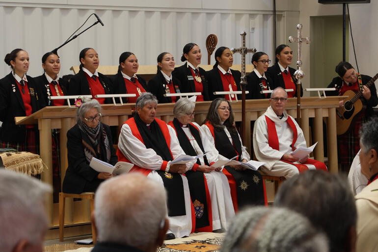 Students from Hukarere Girl's College open the liturgy with a waiata.