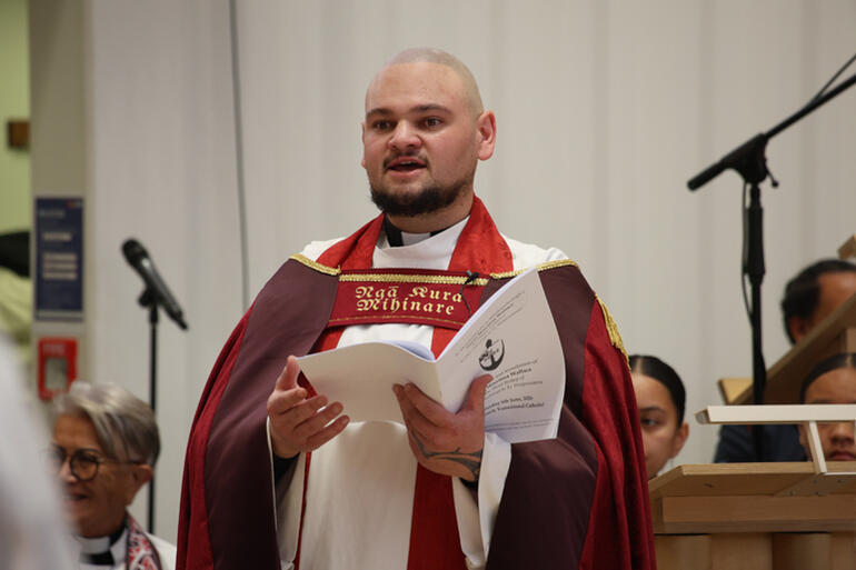 The Reverend Zhane Tiopira Tāhau guides the proceedings as MC.