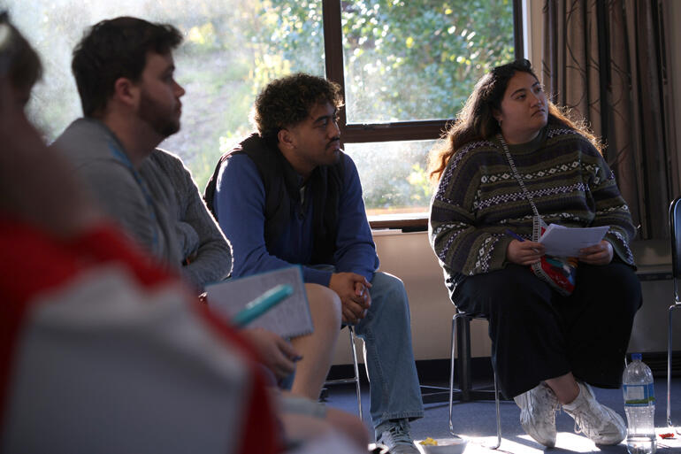 Beni Boi-Savage (centre) joins with fellow youth workers learning techniques to help young people manage anxiety. Beni Boi-Savage (centre) joins with fellow youth workers learning techniques to help young people manage anxiety.