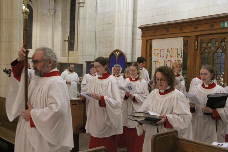 St Paul's Cathedral choir processes into the opening mass. St Paul's Cathedral choir processes into the opening mass.