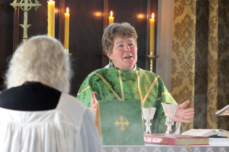 Vicar of St Peter's Caversham Rev Natalie Milliken celebrates the Eucharist on the final day of the Anglo-Catholic Hui. Vicar of St Peter's Caversham Rev Natalie Milliken celebrates the Eucharist on the final day of the Anglo-Catholic Hui.