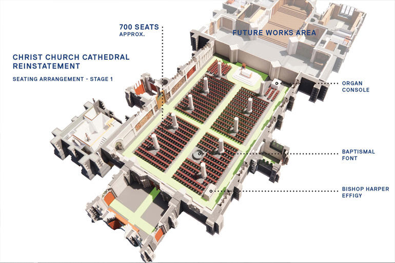The new plans reinstate Christ Church Cathedral in the same stages: nave, tower, transepts... by which it was built in 1881. The new plans reinstate Christ Church Cathedral in the same stages: nave, tower, transepts... by which it was built in 1881.
