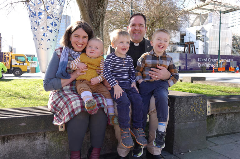 Johannah and Rev Canon Ben Truman with their young sons.