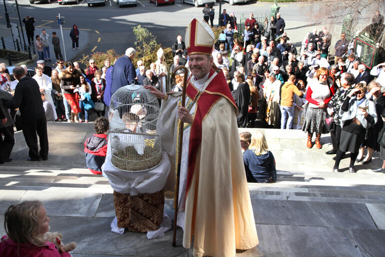 Bishop Steven encourages the congregation to move out into the centre of his cathedral city.