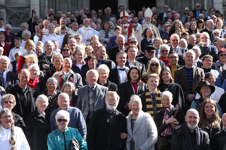 Smiles from the crowd gathered on the steps of St Paul's Cathedral following the 150th celebration.