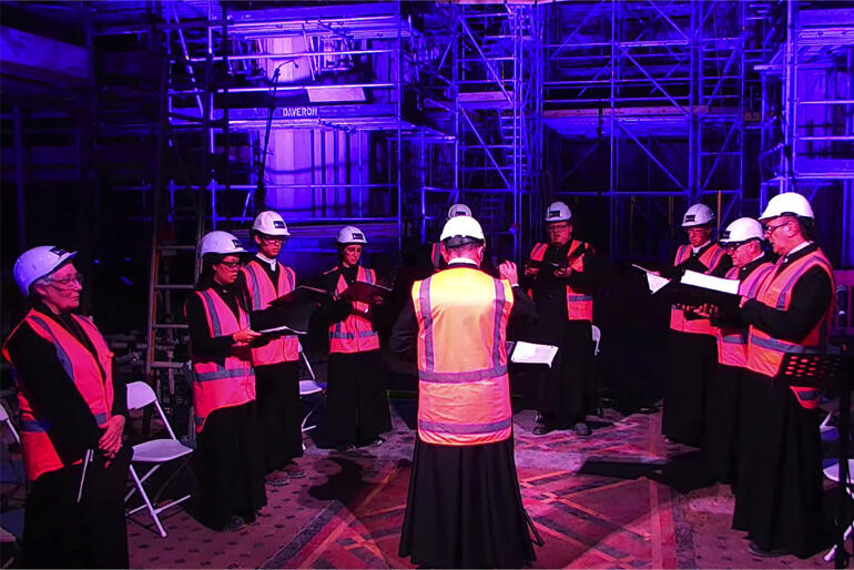 Choral scholars & lay clerks lead the first Choral Evensong in twelve years inside Christchurch's Cathedral in the Square. Choral scholars & lay clerks lead the first Choral Evensong in twelve years inside Christchurch's Cathedral in the Square.