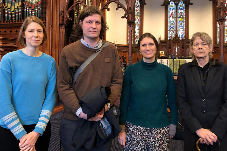 Challenging power companies to give struggling families a fairer go. L-R: Dr Kimberley O'Sullivan, Jake Lilley, Kate Day & Debbie Leyland. Challenging power companies to give struggling families a fairer go. L-R: Dr Kimberley O'Sullivan, Jake Lilley, Kate Day & Debbie Leyland.