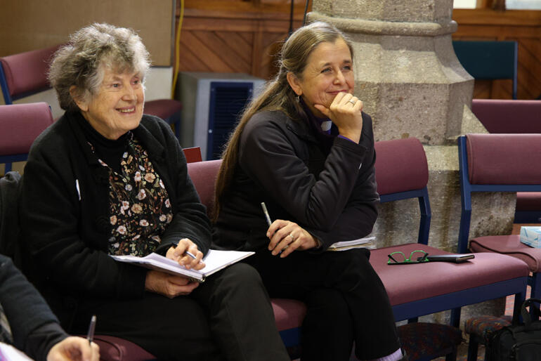 Rev Ruth Doig and Bishop Anne van Gend enjoy the 'being With' seminar. Rev Ruth Doig and Bishop Anne van Gend enjoy the 'being With' seminar.